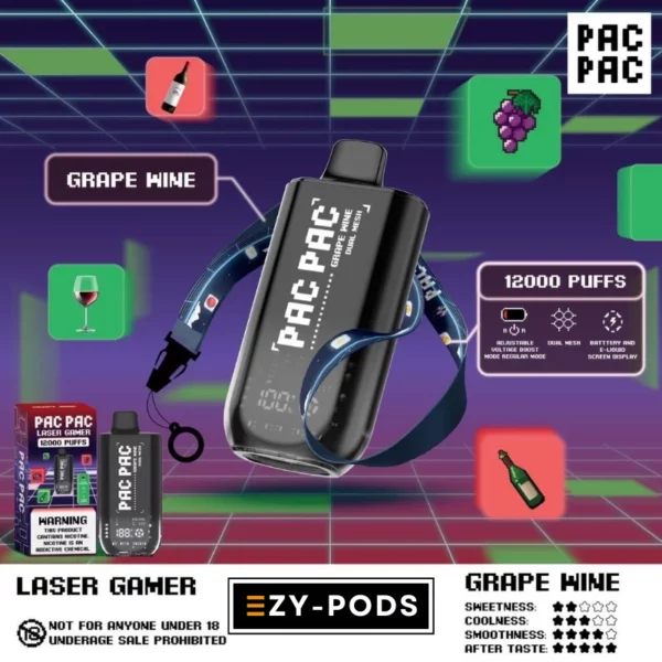 พอตใช้แล้วทิ้ง PACPAC Laser Gamer 12000 คำ กลิ่น Grape Wine