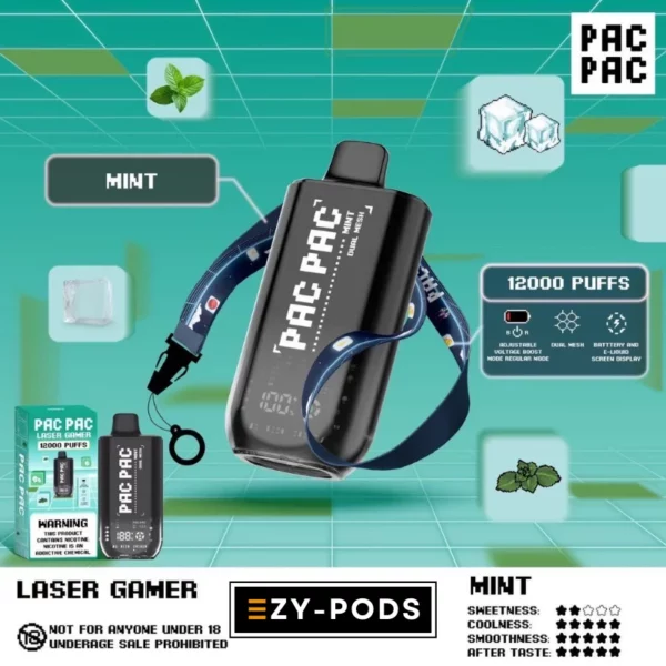 พอตใช้แล้วทิ้ง PACPAC Laser Gamer 12000 คำ กลิ่น Mint