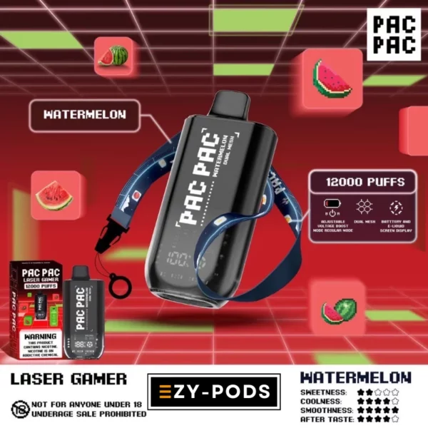 พอตใช้แล้วทิ้ง PACPAC Laser Gamer 12000 คำ กลิ่น Watermelon